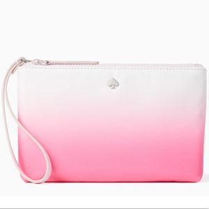 Kate Spade Pink Ombré Jae Degrade Medium Double Zip Wallet Wristlet Pouch.